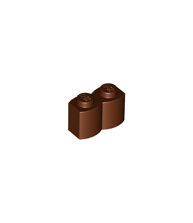 LEGO - Steen, gemodificeerd 1 x 2 met boomstamprofiel - Reddish Brown | N