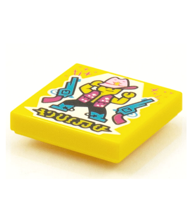  - Tegel 2 x 2 met BeatBit albumhoes – cowboydanser met twee revolvers­patroon - Yellow | N