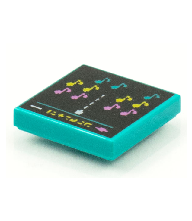  - Tegel 2 x 2 met BeatBit albumhoes – muzieknoten in Space Invaders-stijl­patroon - Dark Turquoise | N