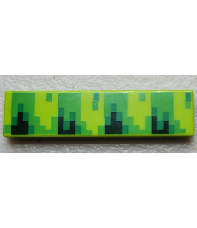  - Tegel 1 x 4 met gepixeleerd felgroen, donkergroen en groen­patroon (Sonic gras) - Lime | N