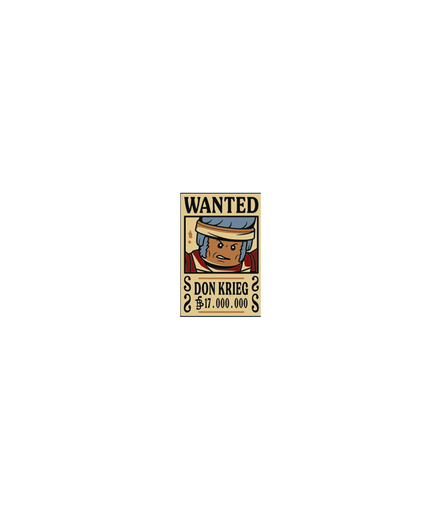  - Tegel 2 x 3 met gezochte-poster zwart 'WANTED' 'DON KRIEG' (Belly) '17.000.000'­patroon - Tan | N