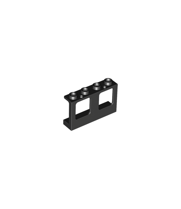 LEGO - Raam 1 x 4 x 2 vlak, met enkel boven- en ondergat voor glas - Black | N