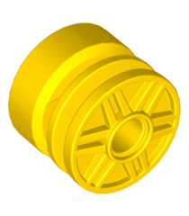 LEGO - Wiel 18mm doorsnee x 14mm met pen-gat, nepbouten en ondiepe spaken - Yellow | N - Thumbnail