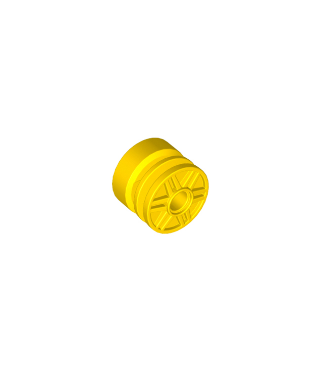 LEGO - Wiel 18mm doorsnee x 14mm met pen-gat, nepbouten en ondiepe spaken - Yellow | N