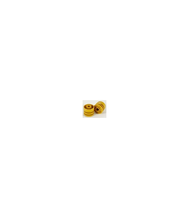 LEGO - Wiel 18mm doorsnee x 14mm met pen-gat, nepbouten en ondiepe spaken - Pearl Gold | N