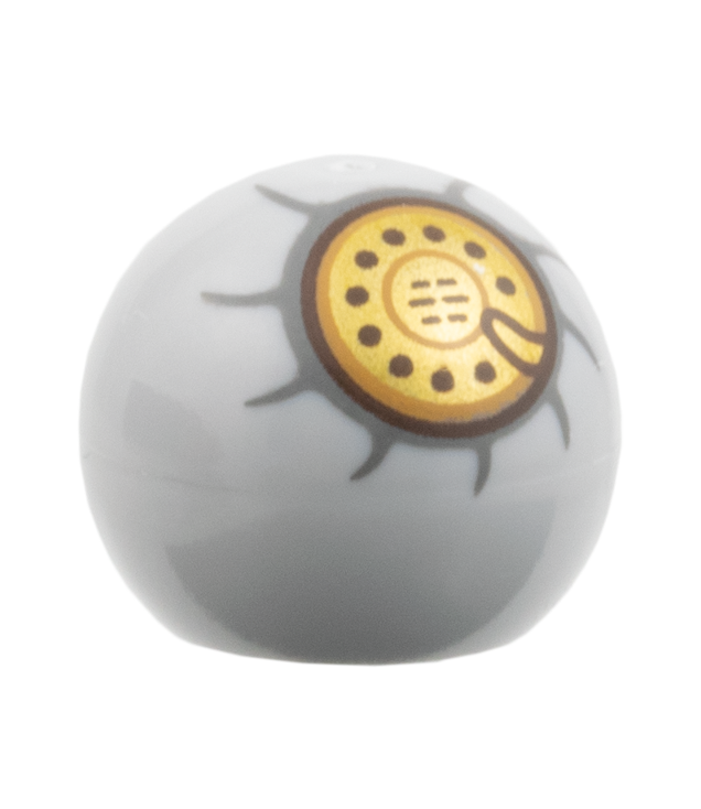  - Technic kogelgewricht met gouden draaischijf-telefoon, zwarte stippen en donkerblauwgrijze rand­patroon (One Piece Den Den Mushi-schelp) - Light Bluish Gray | N