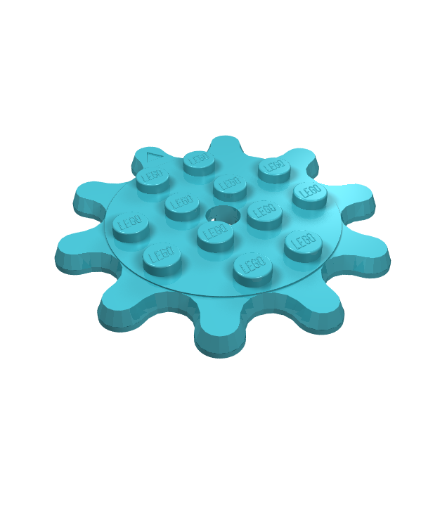  - Plaat, rond 4 x 4 tandwiel 10 tanden - Medium Azure | N
