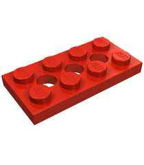  - Technic plaat 2 x 4 met 3 gaten - Red | N - Thumbnail