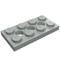  - Technic plaat 2 x 4 met 3 gaten - Light Gray | N - Thumbnail