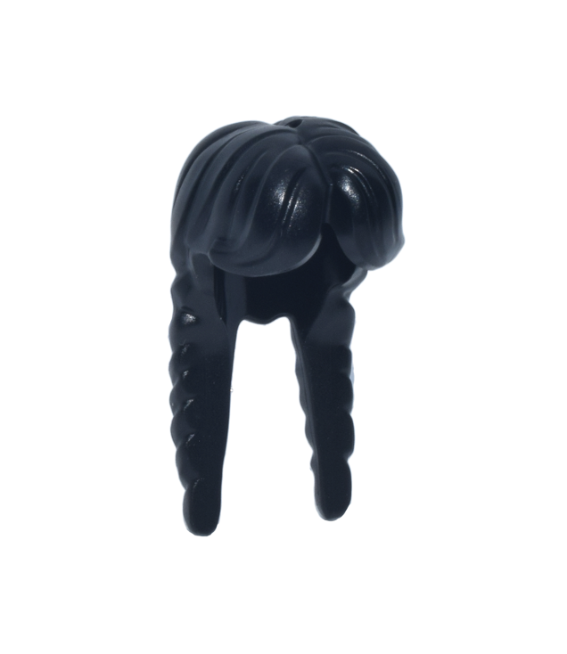  - Mini Doll, Hair Female Long with 2 Braids, Parted in Center - Black | N