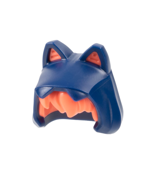  - Minifigure, Hair Combo, Hat with Hair, Animal Hood with Ears and Molded Coral Messy Bangs Pattern - Dark Blue | N