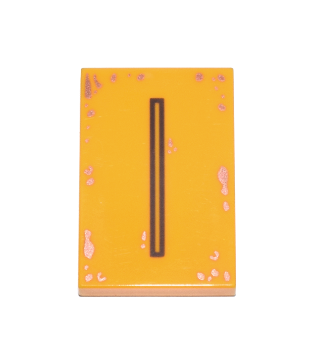  - Tile 2 x 3 with Worn Copper Splotches and Dark Brown Slot Pattern - Bright Light Orange | N