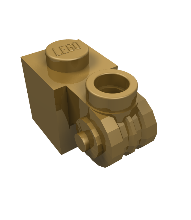 LEGO - Steen, gemodificeerd 1 x 1 met krul en holle nop - Pearl Gold | N