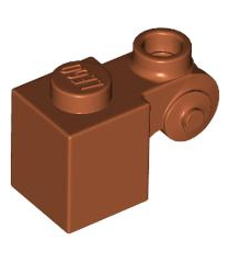 LEGO - Steen, gemodificeerd 1 x 1 met krul en holle nop - Dark Orange | N - Thumbnail