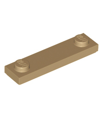 LEGO - Plaat, gemodificeerd 1 x 4 met 2 noppen met groef - Dark Tan | N - Thumbnail