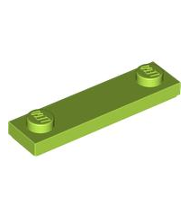 LEGO - Plaat, gemodificeerd 1 x 4 met 2 noppen met groef - Lime | N - Thumbnail