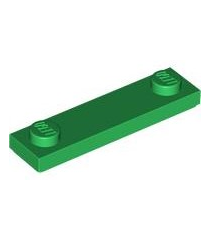 LEGO - Plaat, gemodificeerd 1 x 4 met 2 noppen met groef - Green | N - Thumbnail