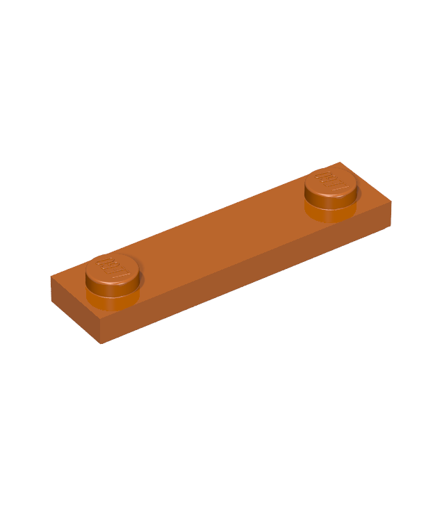 LEGO - Plaat, gemodificeerd 1 x 4 met 2 noppen met groef - Dark Orange | N
