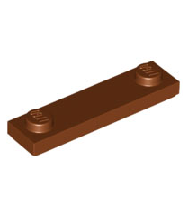 LEGO - Plaat, gemodificeerd 1 x 4 met 2 noppen met groef - Reddish Brown | N - Thumbnail