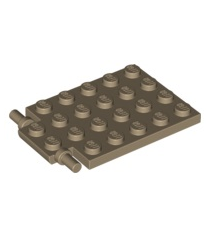 LEGO - Plaat, gemodificeerd 4 x 6 met valdeur­scharnier (lange pinnen) - Dark Tan | N - Thumbnail