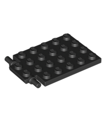 LEGO - Plaat, gemodificeerd 4 x 6 met valdeur­scharnier (lange pinnen) - Black | N - Thumbnail