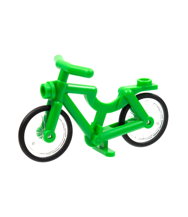 LEGO - Fiets met doorzichtige wielen met zwart harde rubberbanden (4719 / 92851pb01) - Bright Green | N