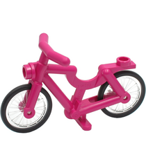 LEGO - Fiets met doorzichtige wielen met zwart harde rubberbanden (4719 / 92851pb01) - Magenta | N - Thumbnail