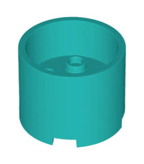 LEGO - Steen, rond 3 x 3 x 2 met verzonken midden en as-gat - Dark Turquoise | N - Thumbnail