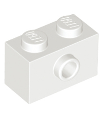 LEGO - Steen, gemodificeerd 1 x 2 met nop aan zijkant - White | N - Thumbnail