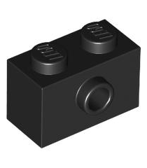 LEGO - Steen, gemodificeerd 1 x 2 met nop aan zijkant - Black | N - Thumbnail
