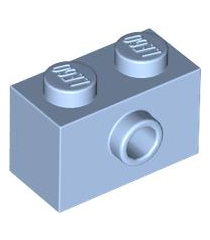 LEGO - Steen, gemodificeerd 1 x 2 met nop aan zijkant - Bright Light Blue | N - Thumbnail