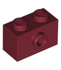 LEGO - Steen, gemodificeerd 1 x 2 met nop aan zijkant - Dark Red | N - Thumbnail