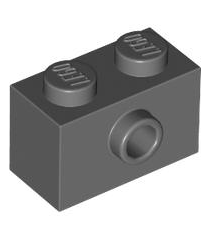 LEGO - Steen, gemodificeerd 1 x 2 met nop aan zijkant - Dark Bluish Gray | N - Thumbnail