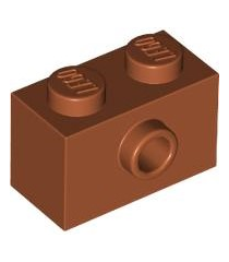 LEGO - Steen, gemodificeerd 1 x 2 met nop aan zijkant - Dark Orange | N - Thumbnail