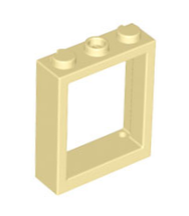 LEGO - Raam 1 x 3 x 3 vlakke voorkant - Tan | N - Thumbnail