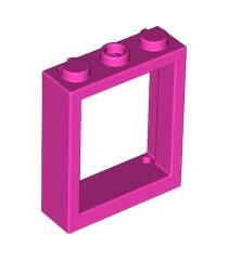 LEGO - Raam 1 x 3 x 3 vlakke voorkant - Dark Pink | N - Thumbnail
