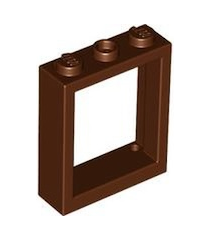 LEGO - Raam 1 x 3 x 3 vlakke voorkant - Reddish Brown | N - Thumbnail