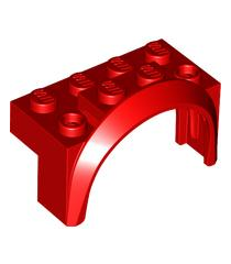 LEGO - Voertuig, spatbord 4 x 2 1/2 x 2 met ronde boog - Red | N - Thumbnail