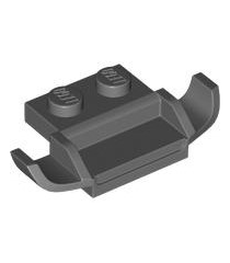 LEGO - Plaat, gemodificeerd 1 x 2 met Racers-autorooster - Dark Bluish Gray | N - Thumbnail