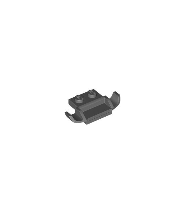 LEGO - Plaat, gemodificeerd 1 x 2 met Racers-autorooster - Dark Bluish Gray | N