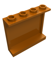 LEGO - Paneel 1 x 4 x 3 met zijsteunen - holle noppen - Dark Orange | N - Thumbnail
