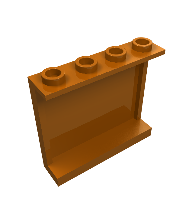 LEGO - Paneel 1 x 4 x 3 met zijsteunen - holle noppen - Dark Orange | N