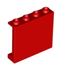 LEGO - Paneel 1 x 4 x 3 met zijsteunen - holle noppen - Red | N - Thumbnail