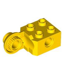 LEGO - Technic, steen gemodificeerd 2 x 2 met pen-gat en halve draaikogel verticaal - Yellow | N - Thumbnail