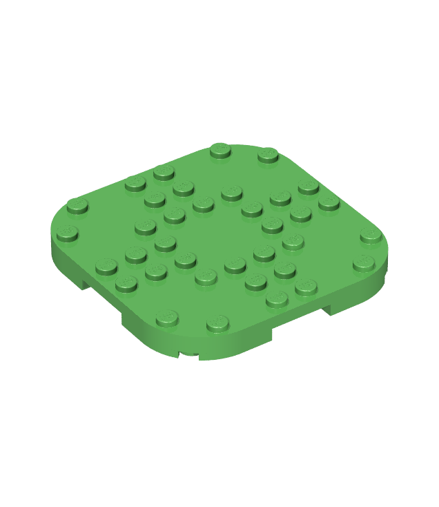 LEGO - Plaat, gemodificeerd 8 x 8 met afgeronde hoeken en 4 pootjes - Bright Green | N