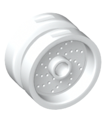 LEGO - Wiel 18mm doorsnee x 12mm met pen-gat en nop, gestippelde remschijf-lijnen - White | N - Thumbnail