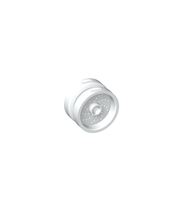 LEGO - Wiel 18mm doorsnee x 12mm met pen-gat en nop, gestippelde remschijf-lijnen - White | N