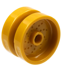 LEGO - Wiel 18mm doorsnee x 12mm met pen-gat en nop, gestippelde remschijf-lijnen - Pearl Gold | N - Thumbnail