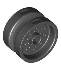 LEGO - Wiel 18mm doorsnee x 12mm met pen-gat en nop, gestippelde remschijf-lijnen - Black | N - Thumbnail