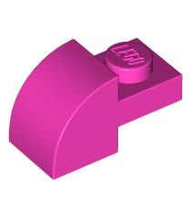 LEGO - Helling, gebogen 2 x 1 met verzonken nop - Dark Pink | N - Thumbnail